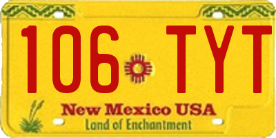 NM license plate 106TYT