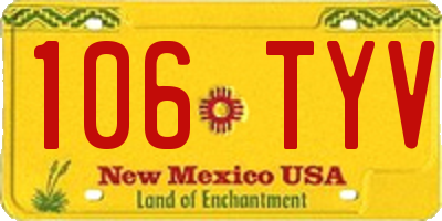 NM license plate 106TYV