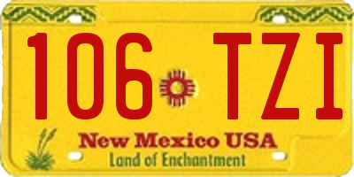 NM license plate 106TZI