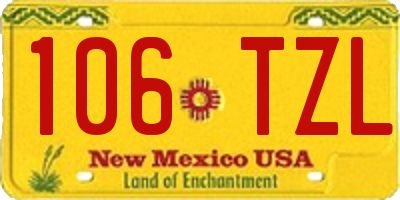 NM license plate 106TZL