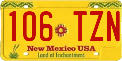 NM license plate 106TZN