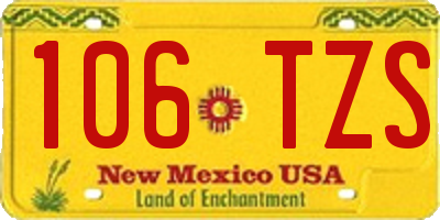 NM license plate 106TZS