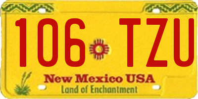 NM license plate 106TZU