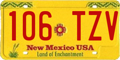 NM license plate 106TZV