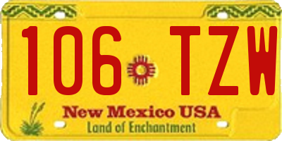 NM license plate 106TZW