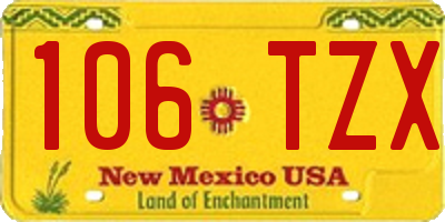 NM license plate 106TZX