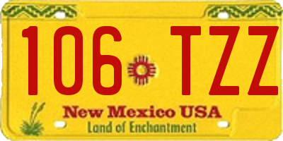 NM license plate 106TZZ