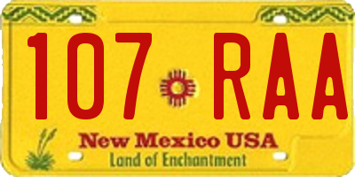 NM license plate 107RAA