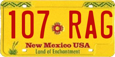 NM license plate 107RAG