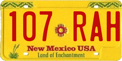 NM license plate 107RAH