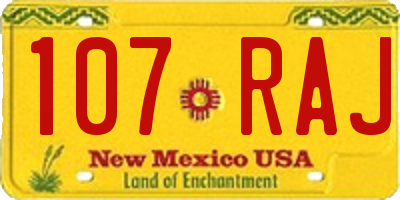 NM license plate 107RAJ