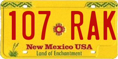 NM license plate 107RAK