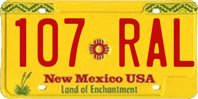 NM license plate 107RAL