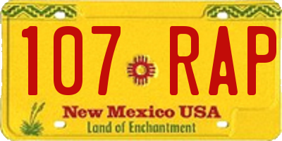 NM license plate 107RAP