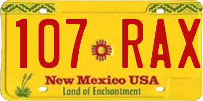 NM license plate 107RAX