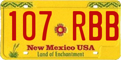 NM license plate 107RBB