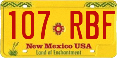 NM license plate 107RBF