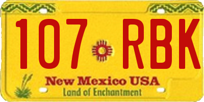 NM license plate 107RBK