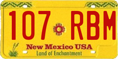 NM license plate 107RBM