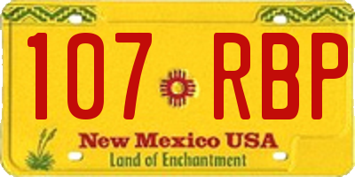 NM license plate 107RBP