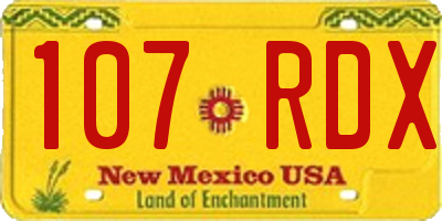 NM license plate 107RDX