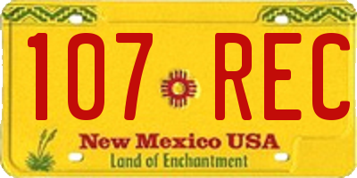 NM license plate 107REC