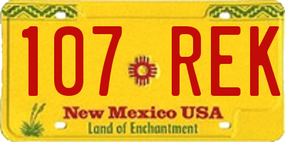 NM license plate 107REK