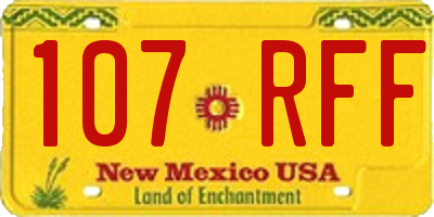 NM license plate 107RFF