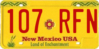 NM license plate 107RFN