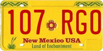 NM license plate 107RGO