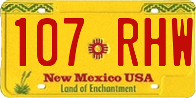 NM license plate 107RHW