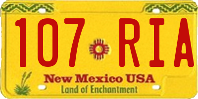 NM license plate 107RIA