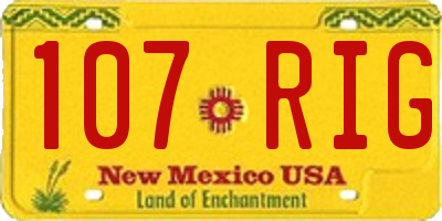 NM license plate 107RIG