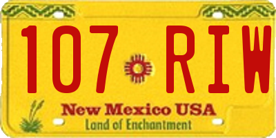 NM license plate 107RIW