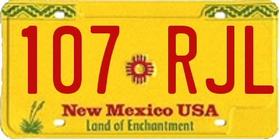 NM license plate 107RJL