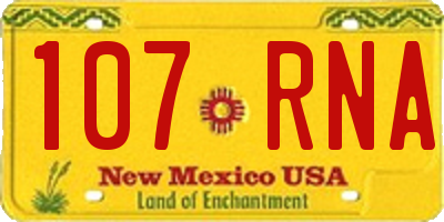 NM license plate 107RNA