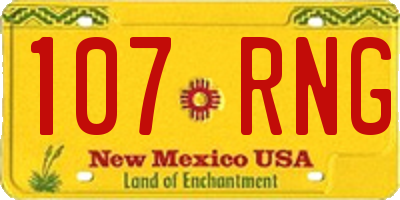 NM license plate 107RNG