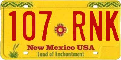 NM license plate 107RNK