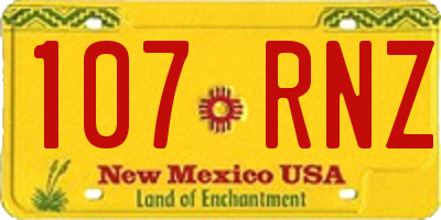 NM license plate 107RNZ