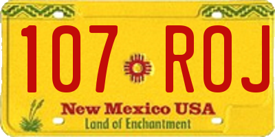 NM license plate 107ROJ