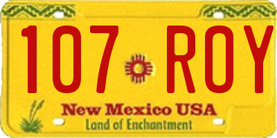 NM license plate 107ROY