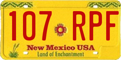 NM license plate 107RPF