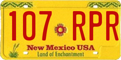 NM license plate 107RPR