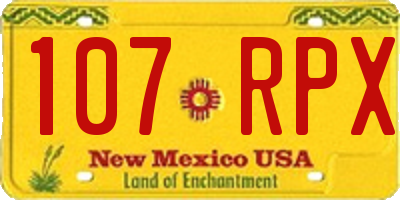 NM license plate 107RPX