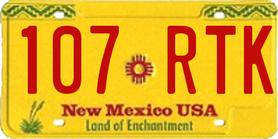 NM license plate 107RTK