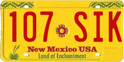 NM license plate 107SIK