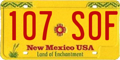NM license plate 107SOF
