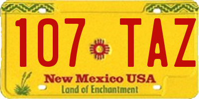 NM license plate 107TAZ