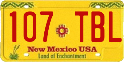 NM license plate 107TBL
