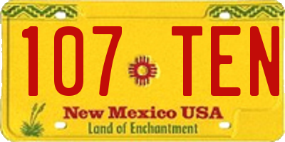 NM license plate 107TEN